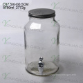 Flacon de boisson à jus de verre en relief 8L avec tampon / pot de maçonnerie en verre à grande capacité avec échelle